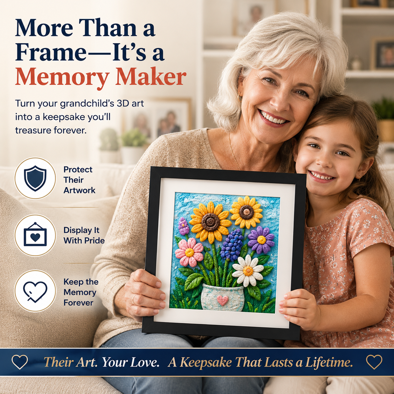 Wooden TransparentHandprint Frame Set, DIYFamily Memorial Gift Kit