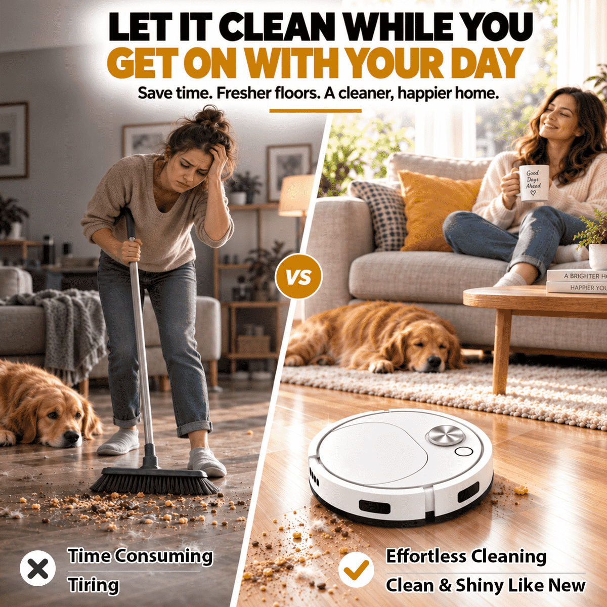 Smart 2-in-1 Robot Vacuum & Mop — Effortless Cleaning for Floors, Carpets & Pet Hair 🛖