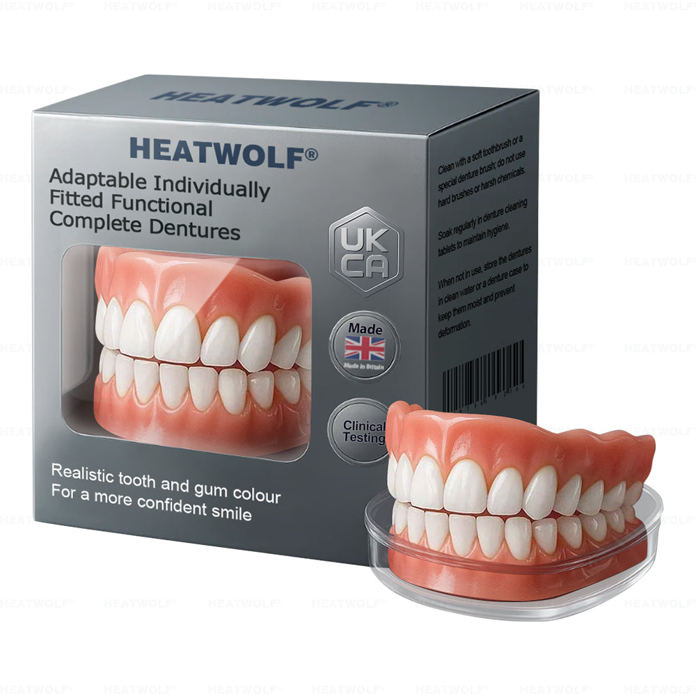 ✅ Made and Shipped from the UK| HEATWOLF® Adaptable Custom-Fit Functional Complete Dentures up