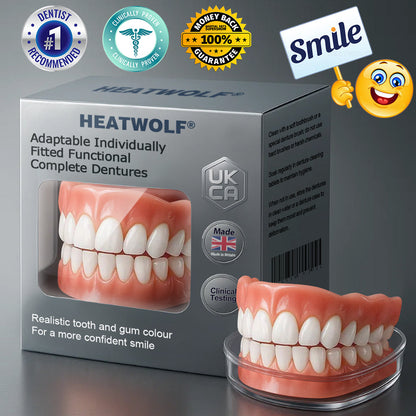✅ Made and Shipped from the UK| HEATWOLF® Adaptable Custom-Fit Functional Complete Dentures up