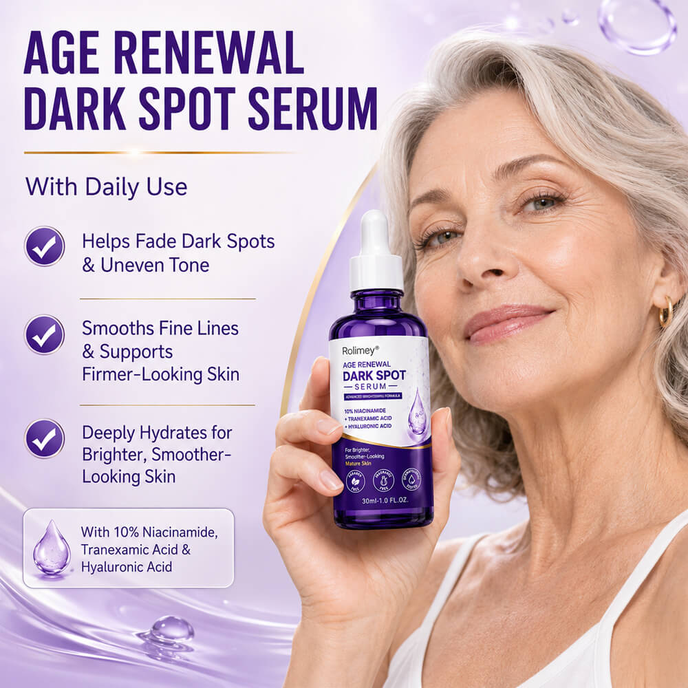 ✨ Rolimey® Age Renewal Dark Spot Serum — Infused with 10% Niacinamide, Tranexamic Acid & Hyaluronic Acid for Brighter, Smoother-Looking Mature Skin