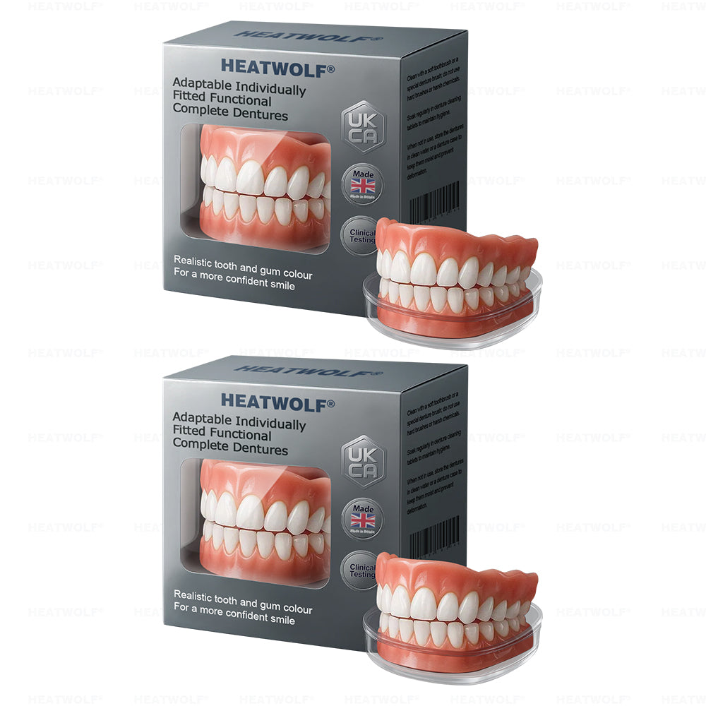 ✅ Made and Shipped from the UK| HEATWOLF® Adaptable Custom-Fit Functional Complete Dentures up