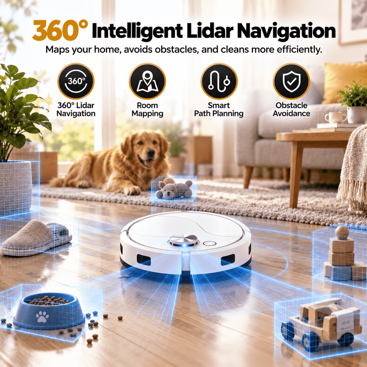 Smart 2-in-1 Robot Vacuum & Mop — Effortless Cleaning for Floors, Carpets & Pet Hair 🛖