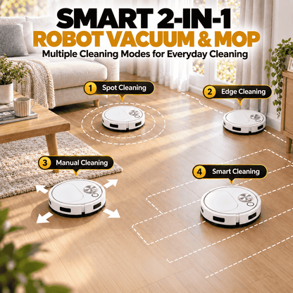 Smart 2-in-1 Robot Vacuum & Mop — Effortless Cleaning for Floors, Carpets & Pet Hair 🛖