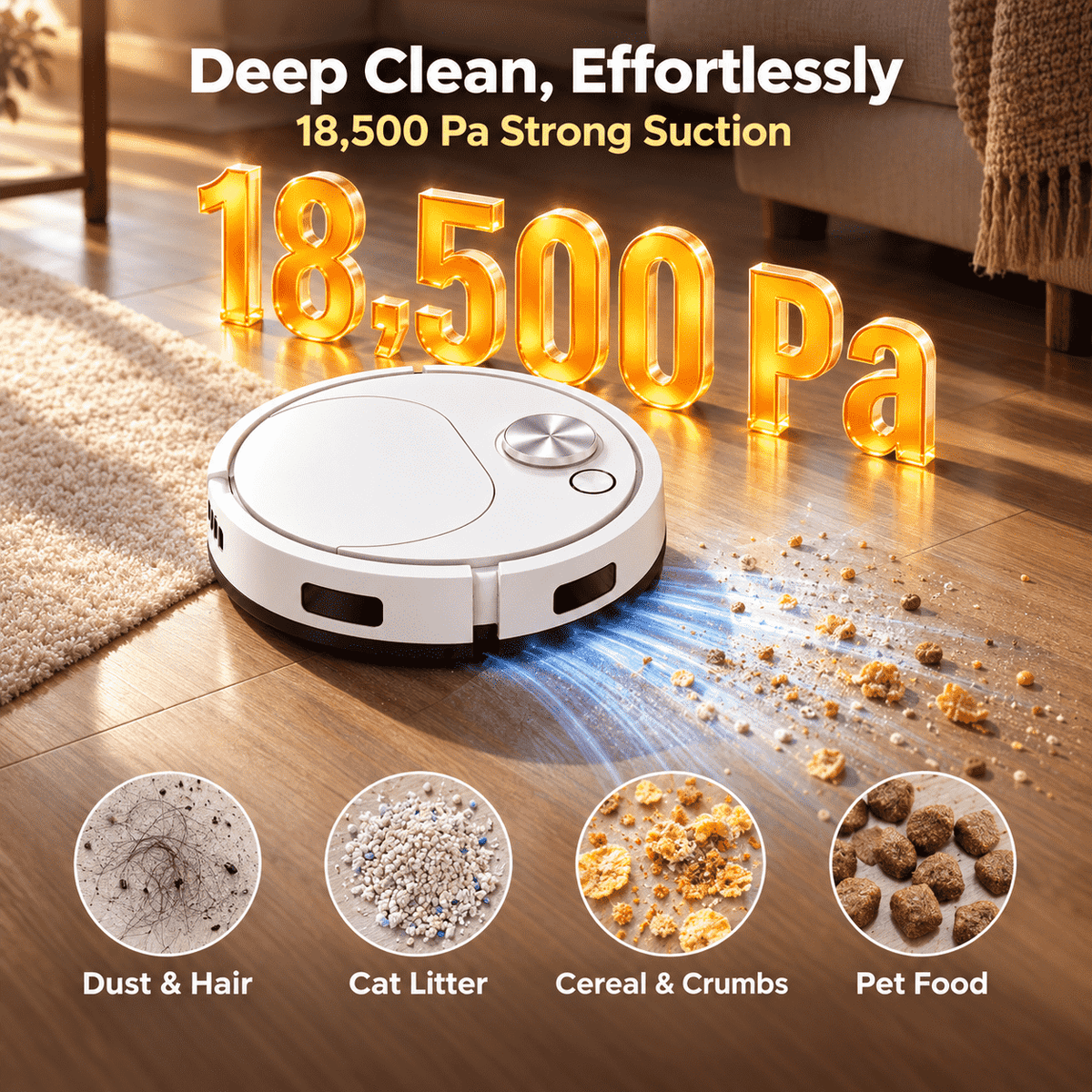 Smart 2-in-1 Robot Vacuum & Mop — Effortless Cleaning for Floors, Carpets & Pet Hair 🛖